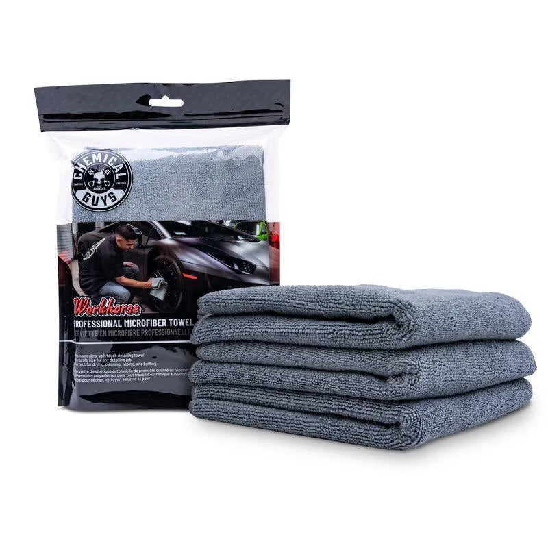 Chemical Guys Workhorse Professional Microfiber Towel - 16in x 16in - Grey - 3 Pack (P16)