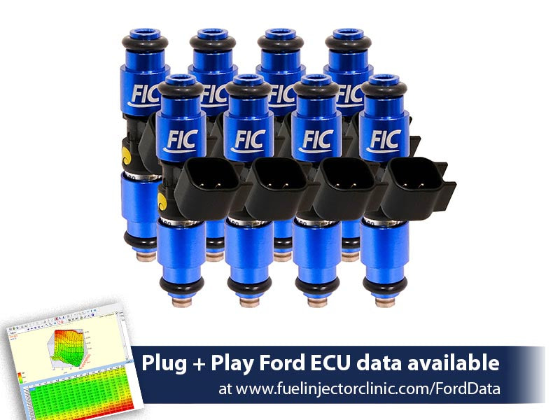 1440cc FIC Fuel Injector Clinic Injector Set for Mustang GT (2005+)/GT350 (2015-2016)/ Boss 302 (2012-2013)/Cobra (1999-2004)  (High-Z) (is403-1440h)