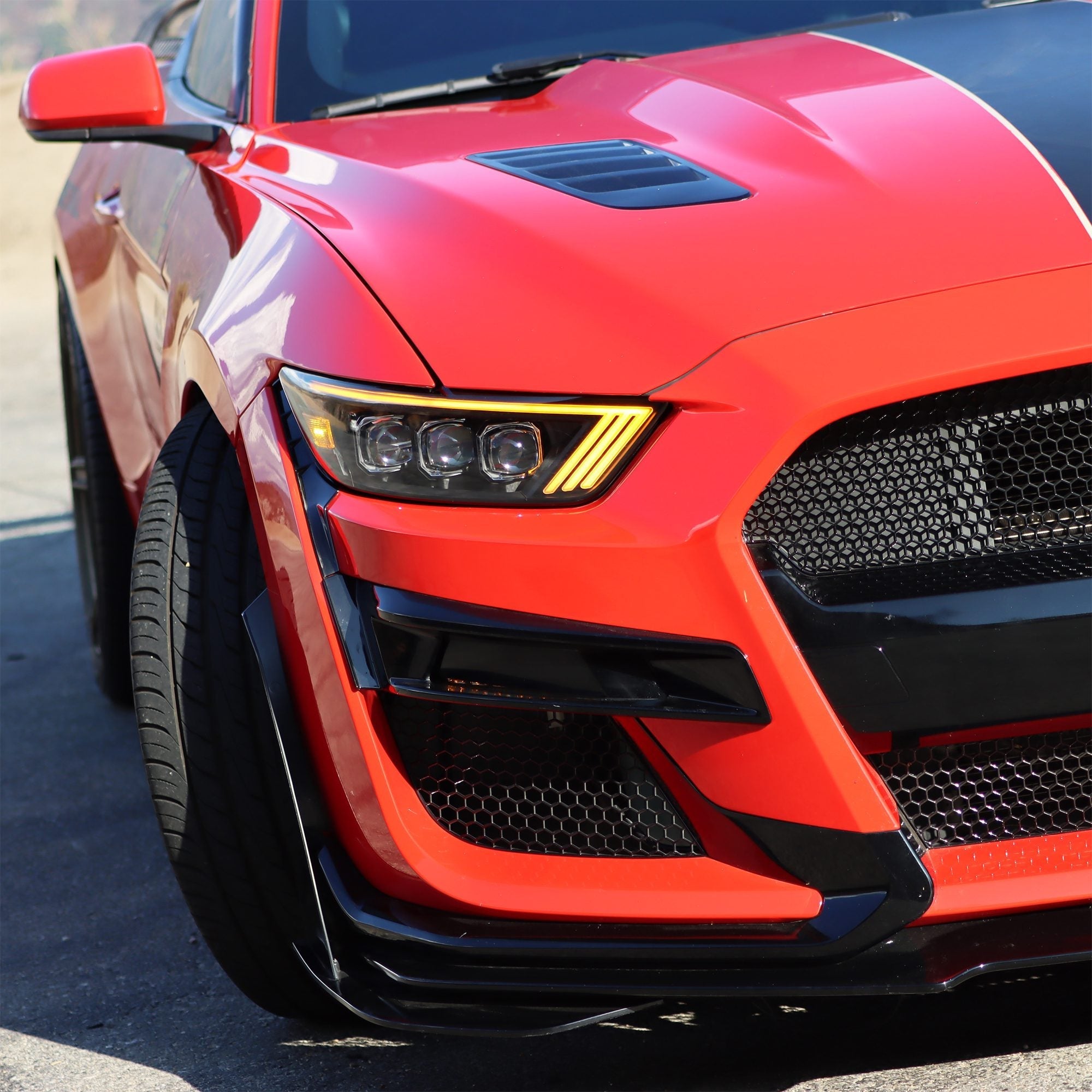 AlphaRex 15-17 Ford Mustang/18-20 Mustang Shelby GT350/GT500 NOVA-Series LED Projector Headlights Alpha-Black