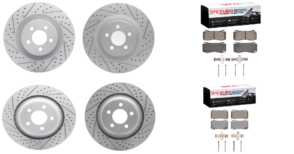 Dynamic Friction / R1 Concepts 2005-2023 Dodge Charger / Challenger / 300 Front & Rear Pads & Rotors Drilled/ Slotted 4 Piston Rear Kit