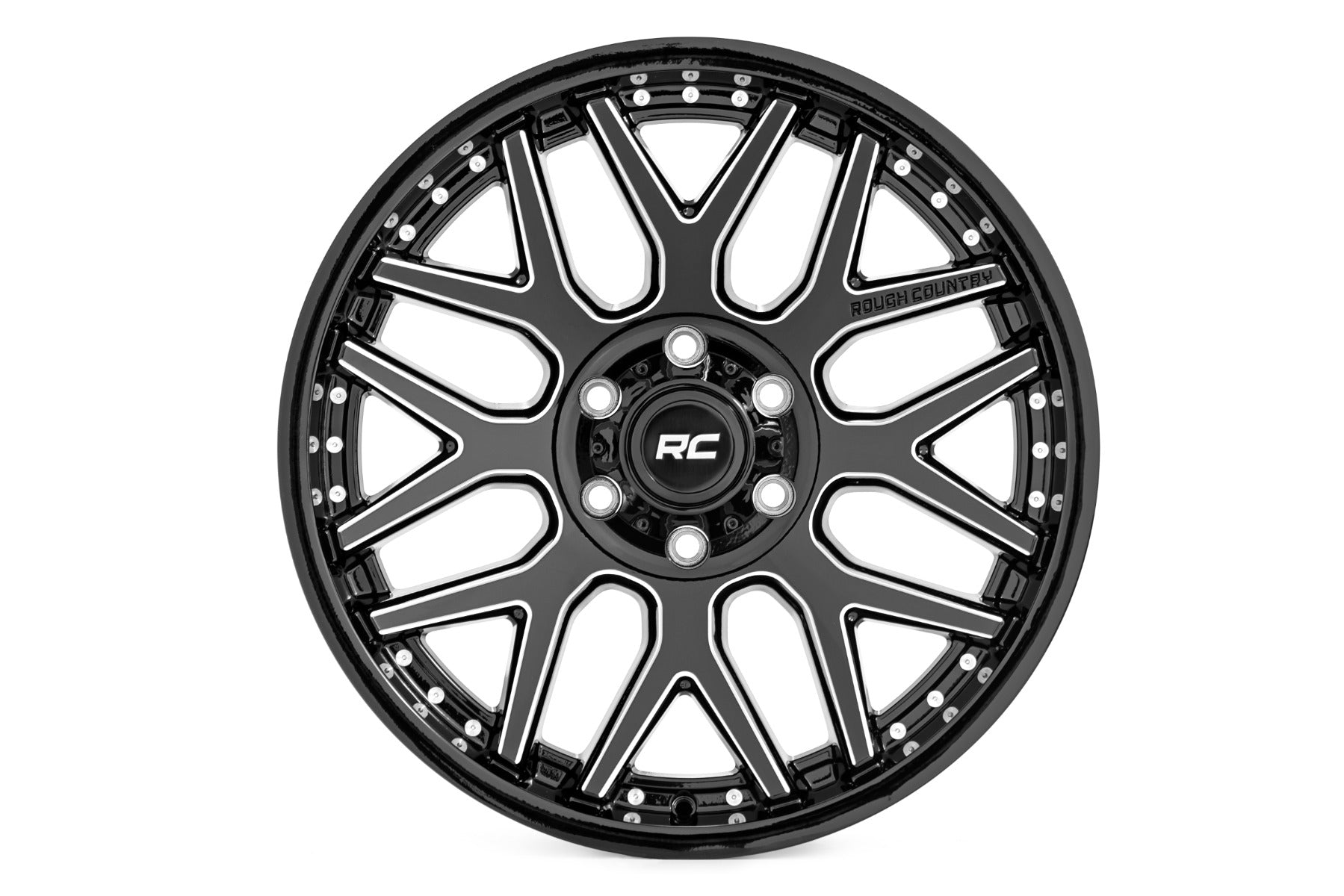 Rough Country 95 Series Wheel Gloss Black W/ Machine