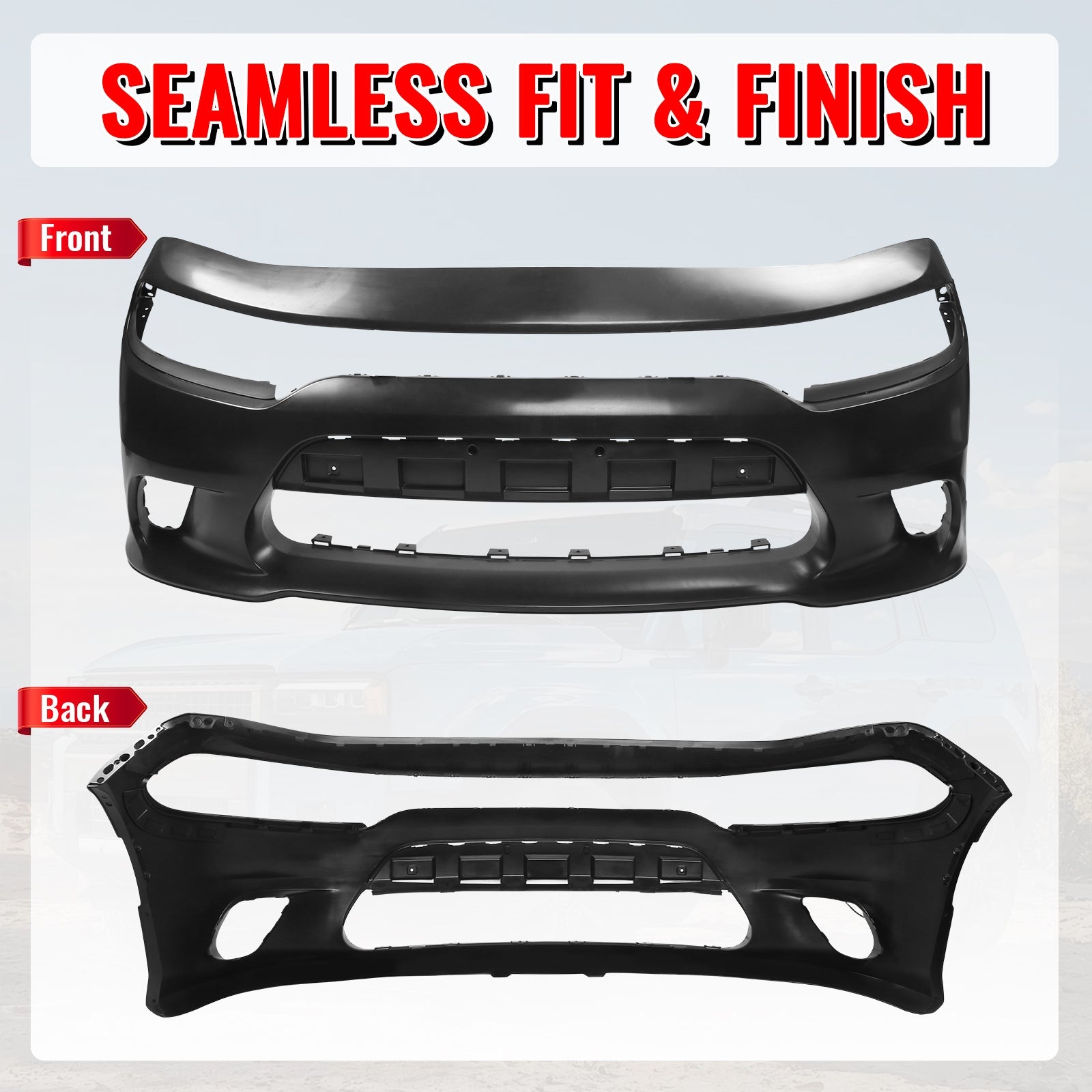 Ikon Motorsports 2015-2023 Dodge Charger SRT Hellcat Style Car Front Bumper Cover PP