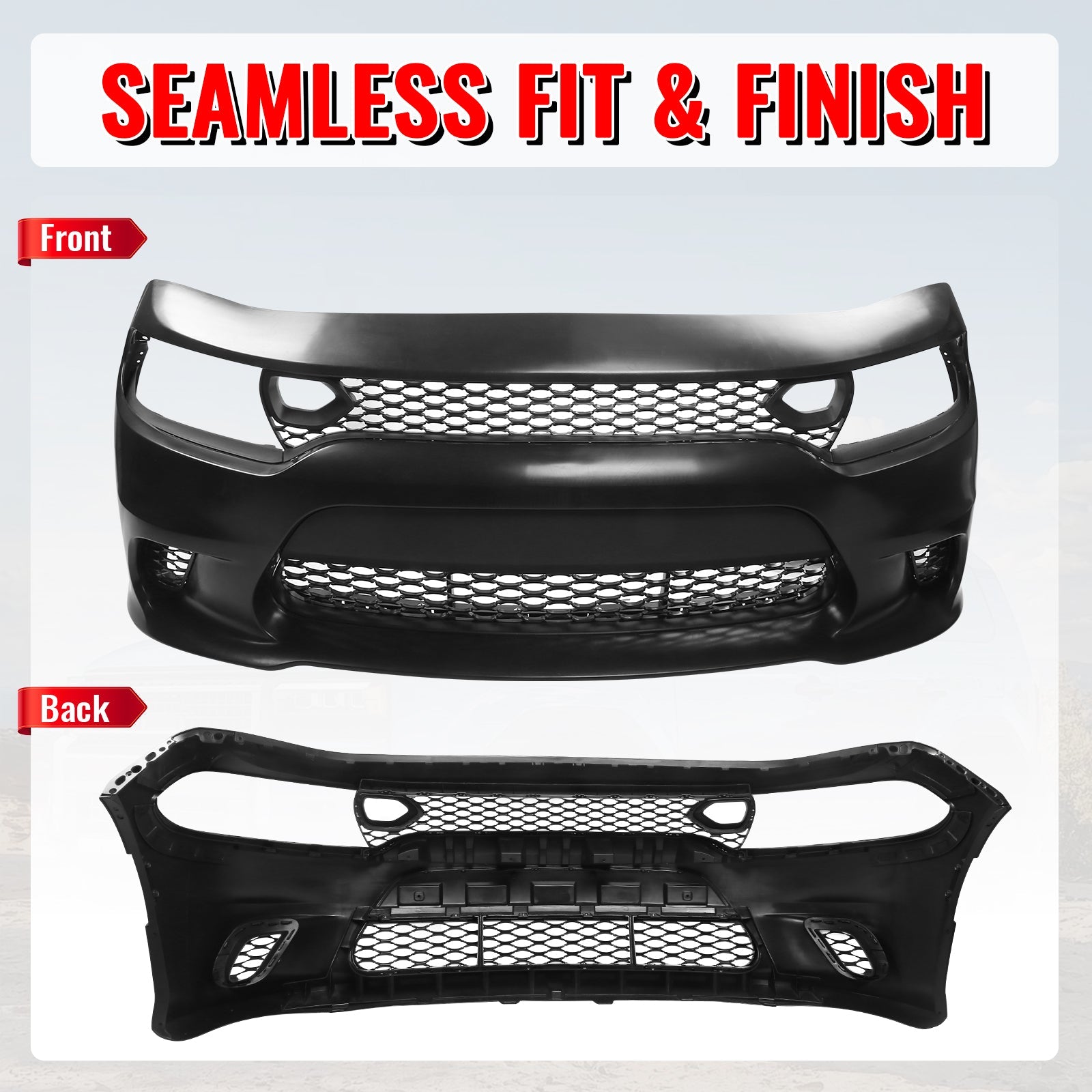 Ikon Motorsports 2015-2023 Dodge Charger SRT Front Bumper W/Foglight Grille & Insert PP