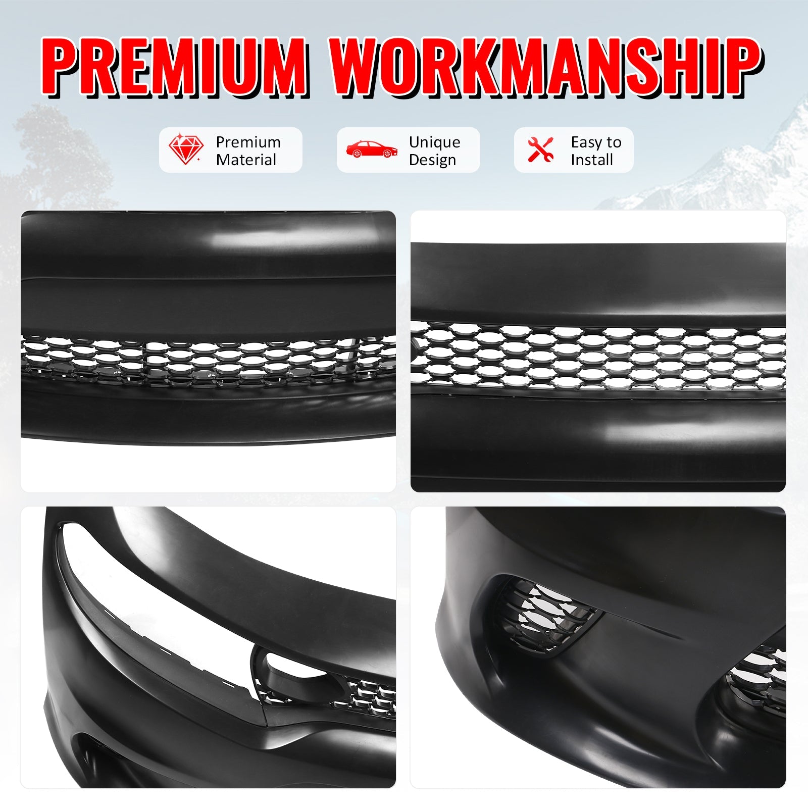 Ikon Motorsports 2015-2023 Dodge Charger SRT Front Bumper W/Foglight Grille & Insert PP