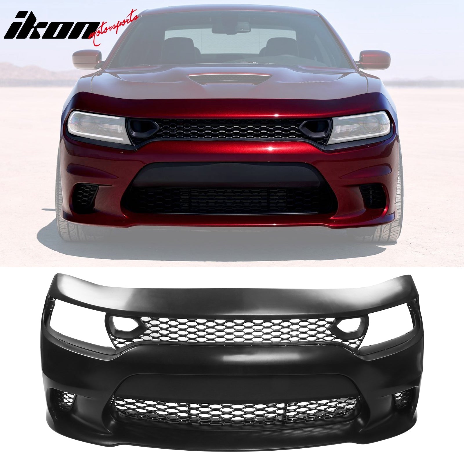 Ikon Motorsports 2015-2023 Dodge Charger SRT Front Bumper W/Foglight Grille & Insert PP