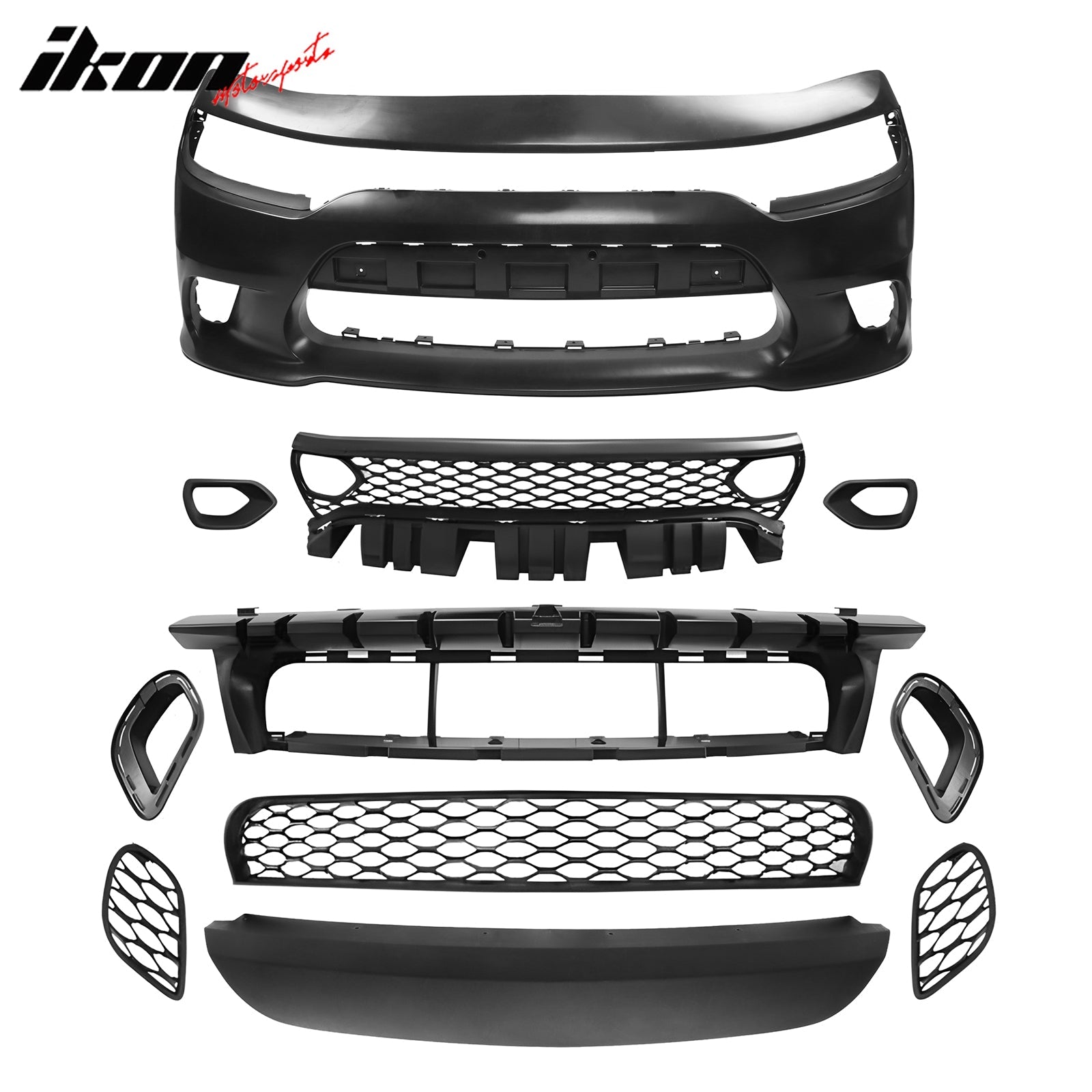 Ikon Motorsports 2015-2023 Dodge Charger SRT Front Bumper W/Foglight Grille & Insert PP