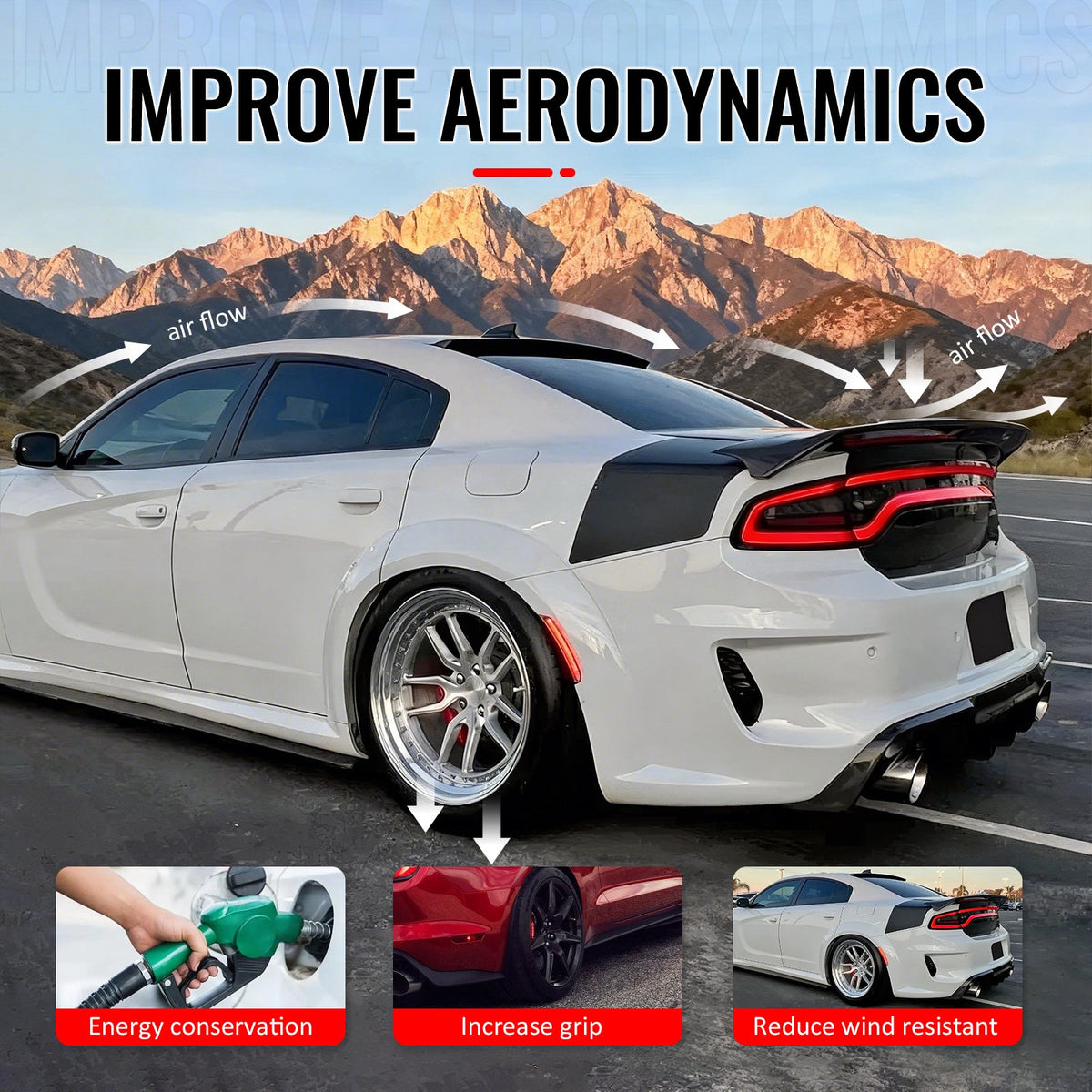 IKON Motorsports Trunk Spoiler for Dodge Charger Redeye 2015-2023 Style Gloss Black ABS