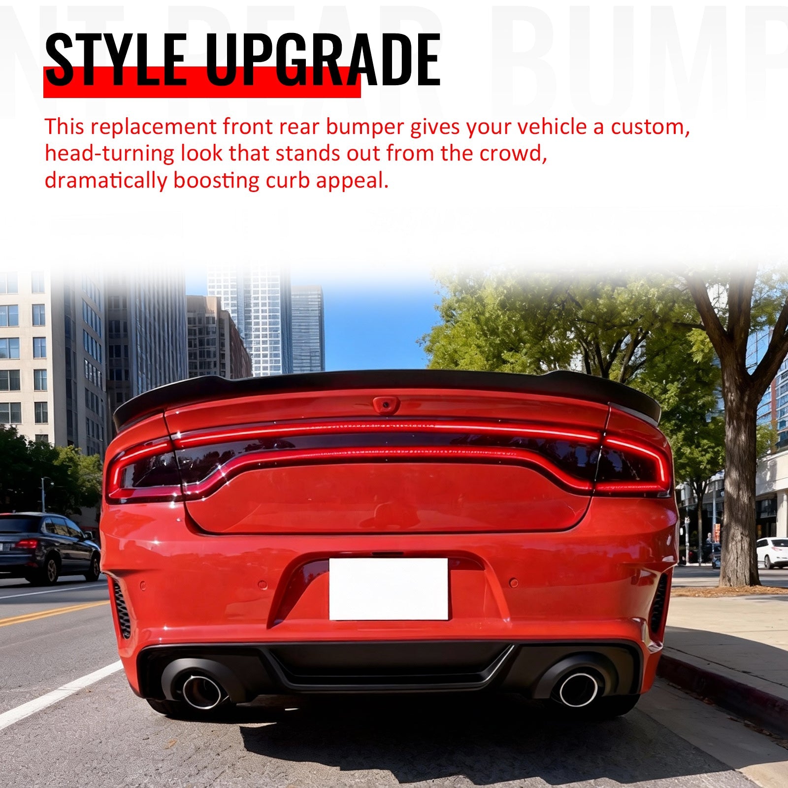 Ikon Motorsports 15-23 Dodge Charger Wide Body Front & Rear Bumper Cover w/ Fender Flare/Diffuser