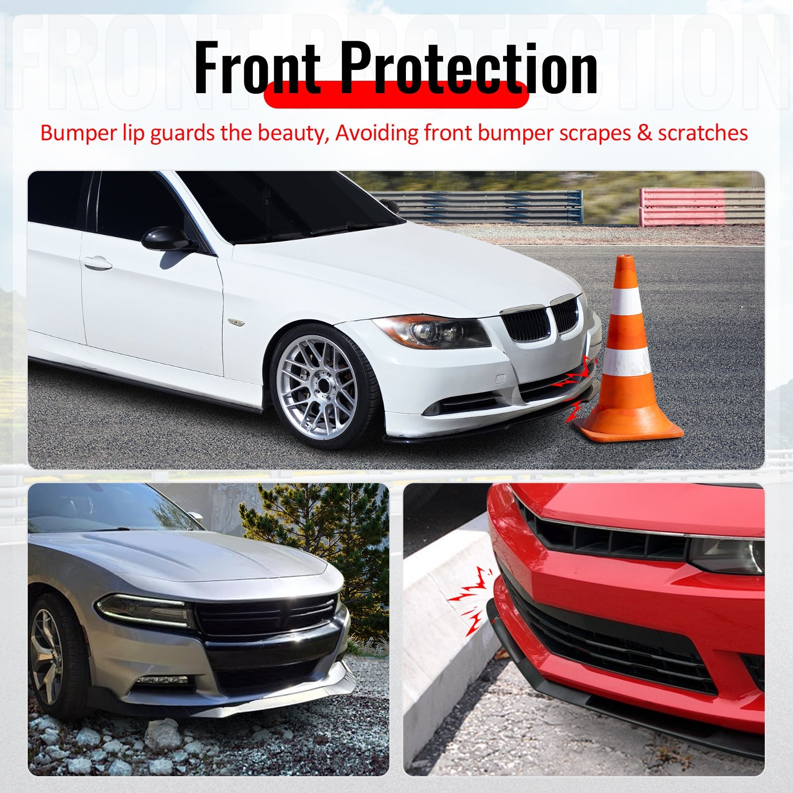 Ikon Motorsports 2015-2023 Dodge Charger V4 B Style Carbon Fiber Print Front Bumper Lip