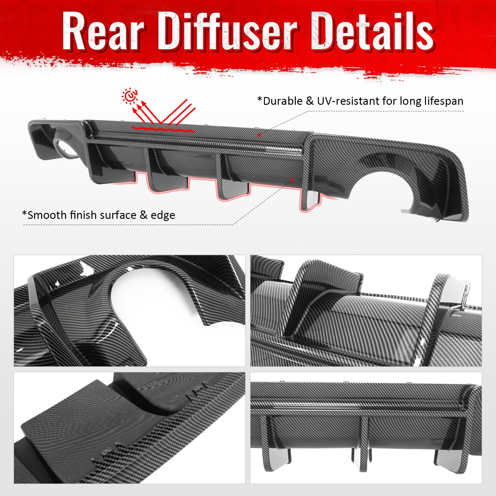Ikon Motorsports 2020-2023 Dodge Charger Widebody Rear Diffuser Carbon Fiber Print