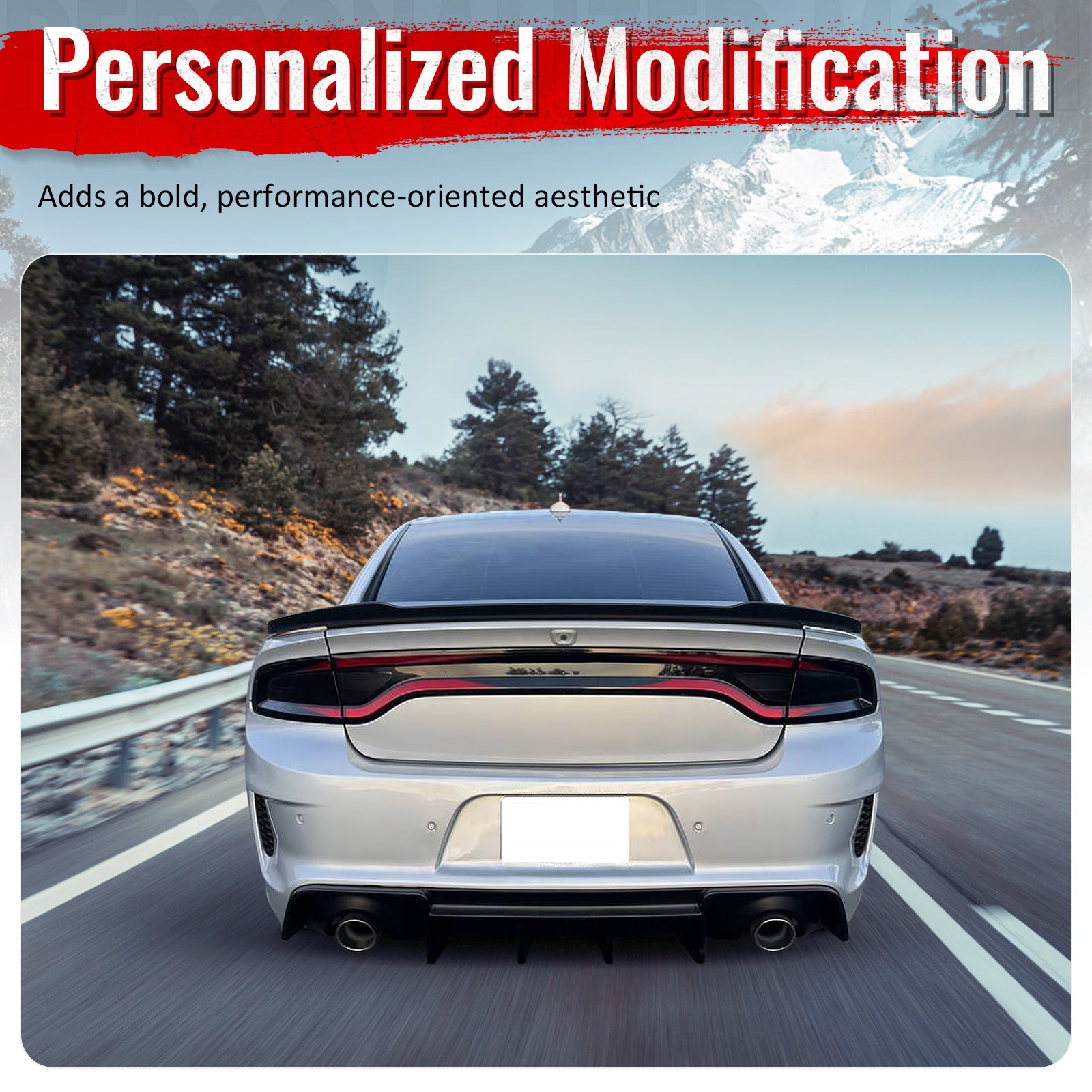 Ikon Motorsports 2020-2023 Dodge Charger Widebody Rear Diffuser Carbon Fiber Print