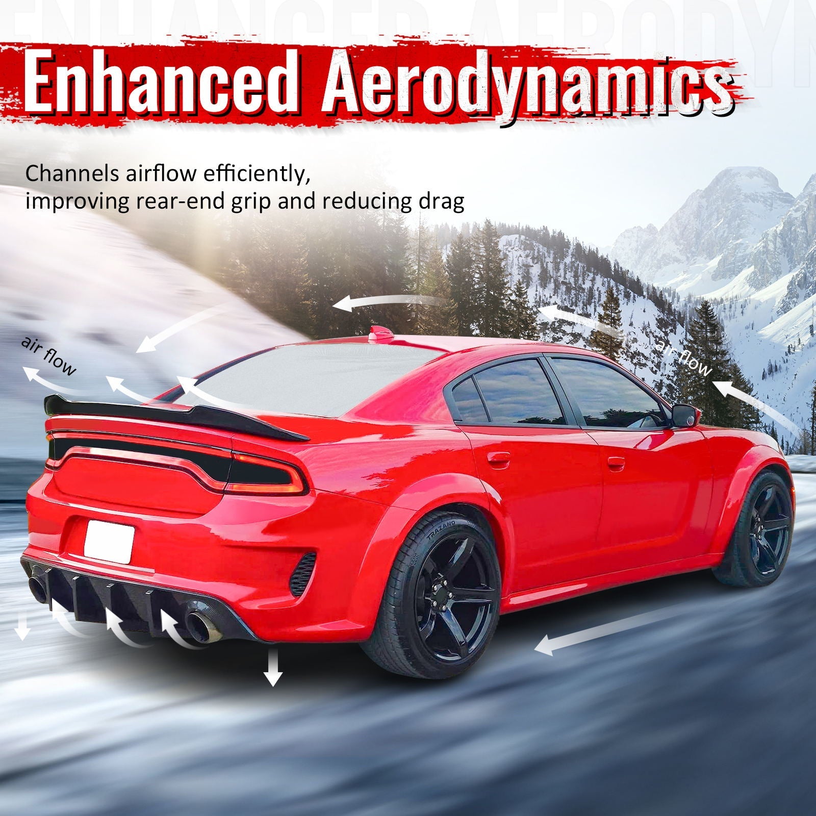 Ikon Motorsports 2020-2023 Dodge Charger Widebody Rear Diffuser Carbon Fiber Print