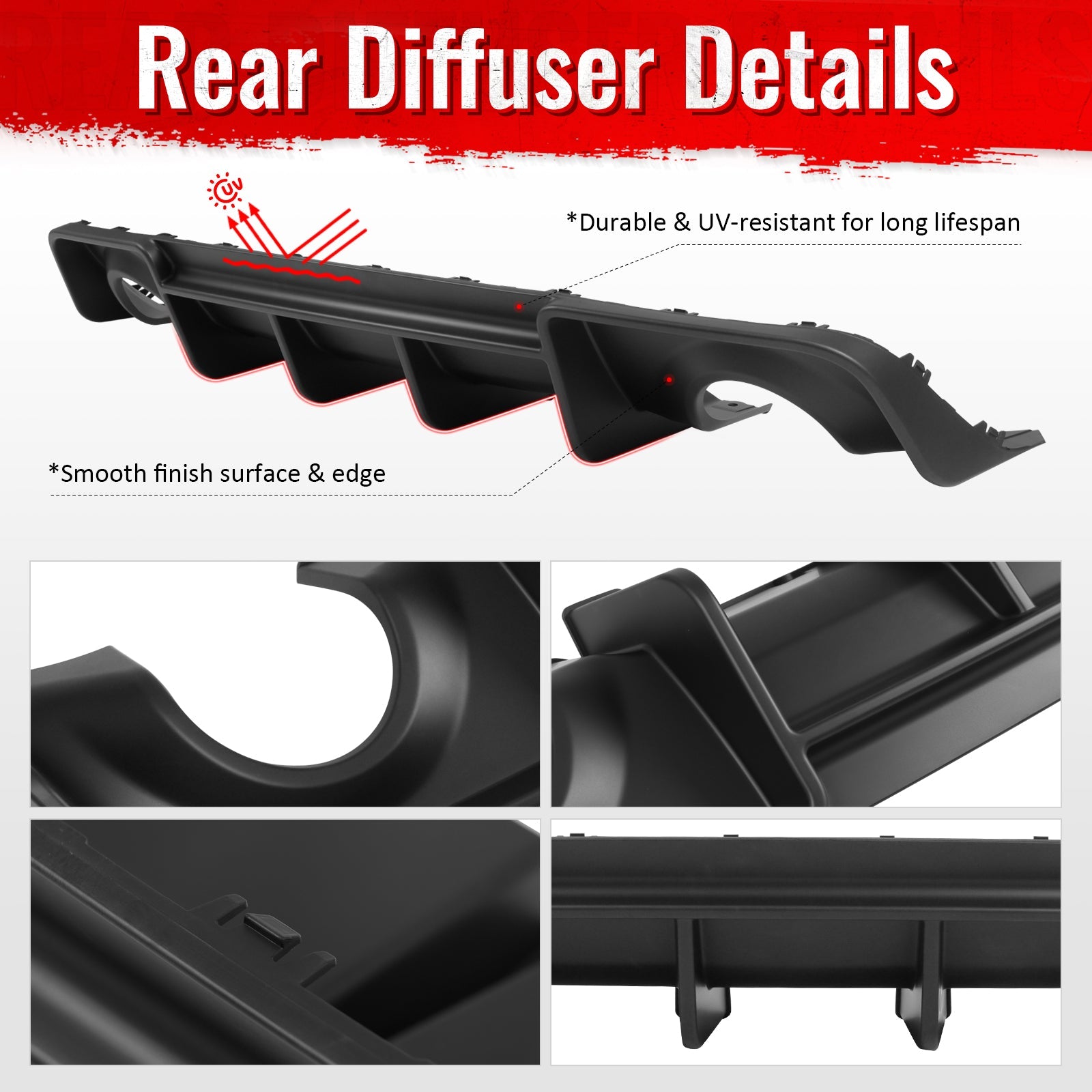 Ikon Motorsports 2020-2023 Dodge Charger Widebody Rear Diffuser Matte Black Lip Diffuser