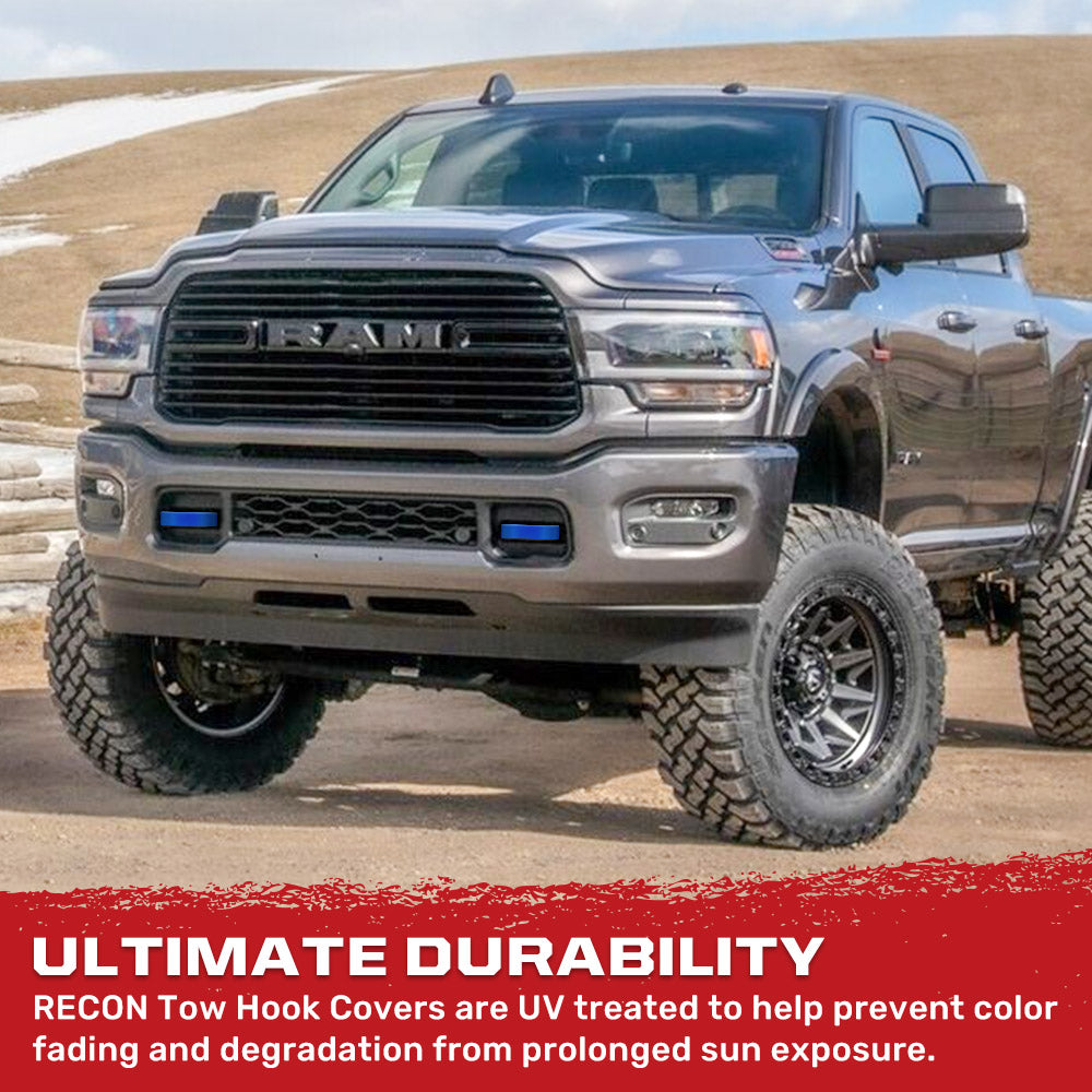 RECON Ram 21-26 RAM 1500 Tow Hook Covers 2-Piece Set of Silicone Covers Standard & LED Options - Multiple Colors