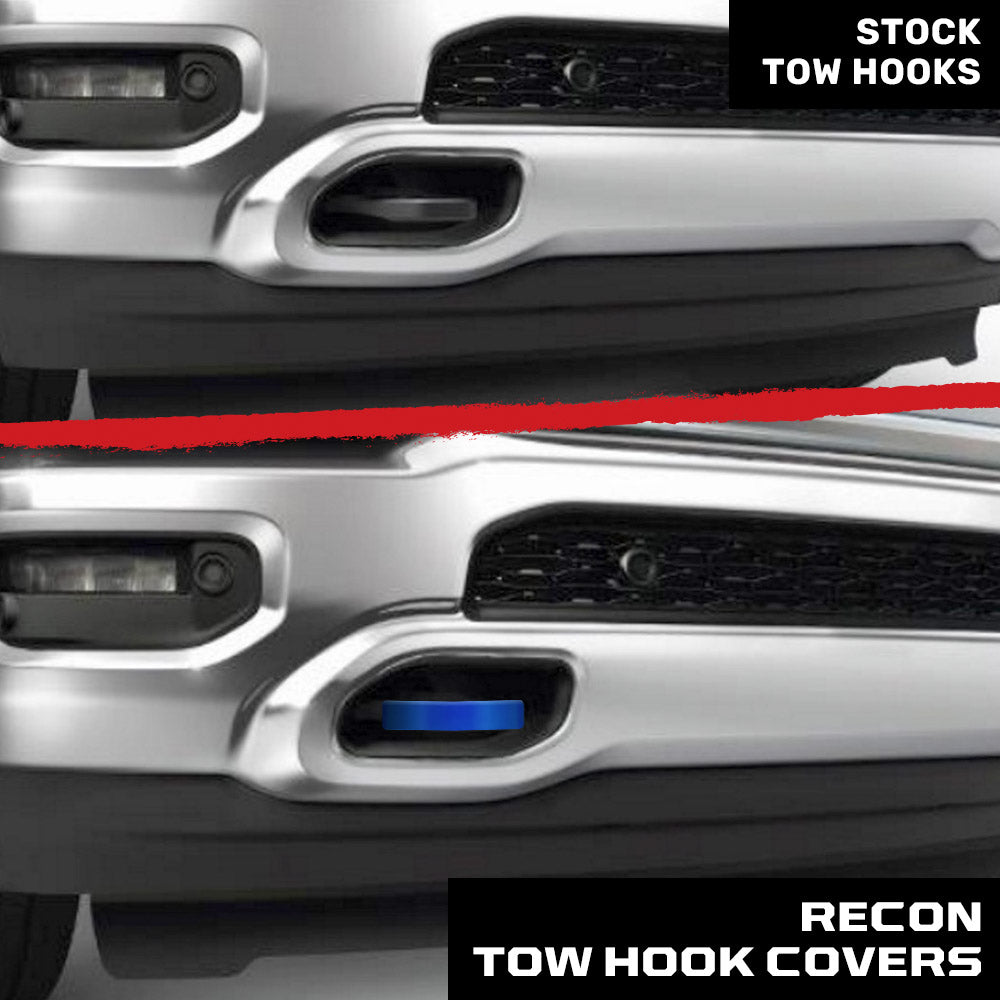 RECON Ram 21-26 RAM 1500 Tow Hook Covers 2-Piece Set of Silicone Covers Standard & LED Options - Multiple Colors