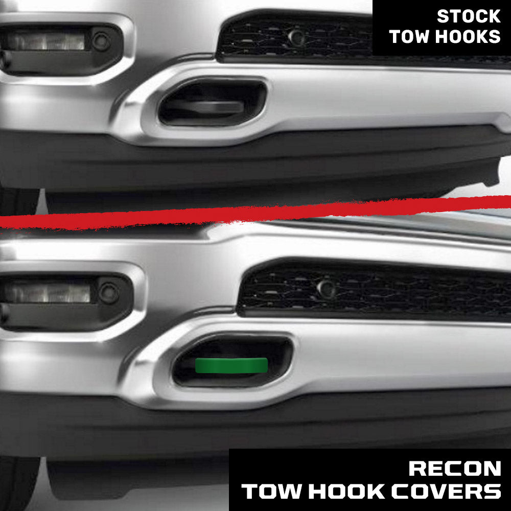 RECON Ram 21-26 RAM 1500 Tow Hook Covers 2-Piece Set of Silicone Covers Standard & LED Options - Multiple Colors