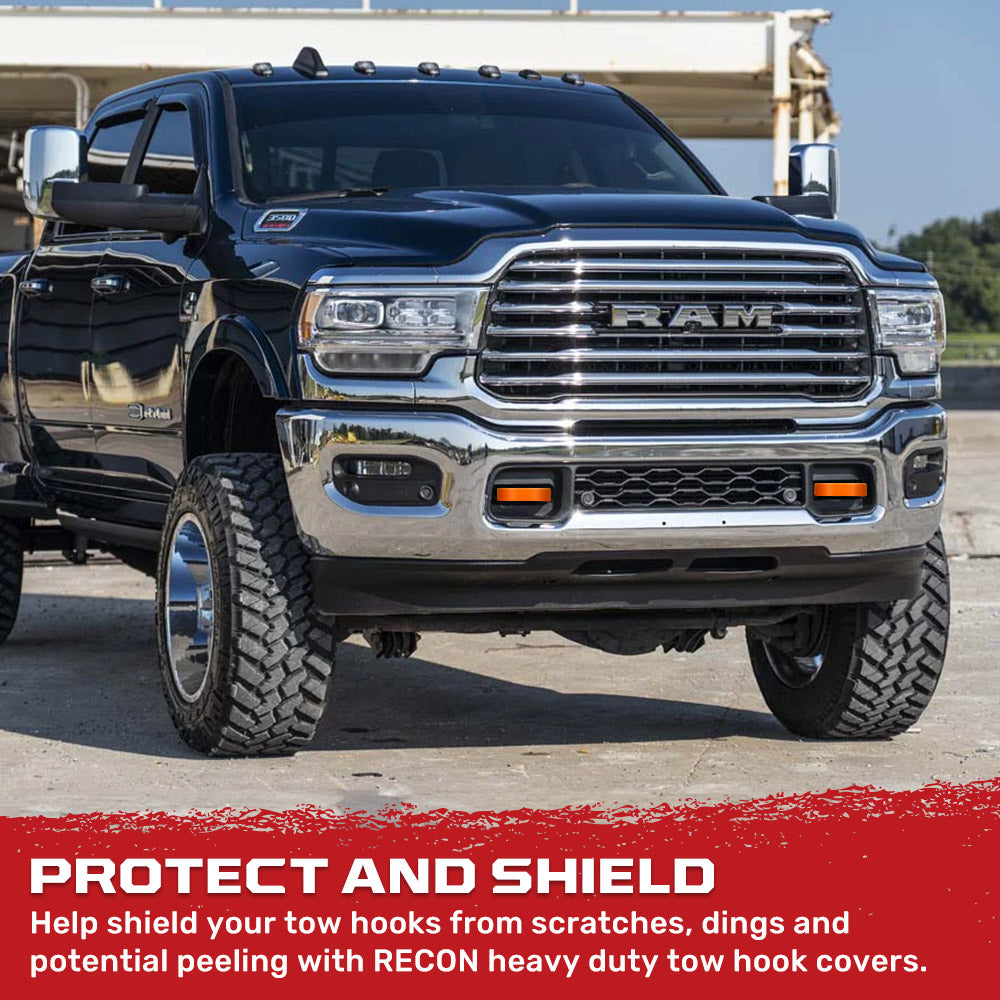RECON Ram 21-26 RAM 1500 Tow Hook Covers 2-Piece Set of Silicone Covers Standard & LED Options - Multiple Colors
