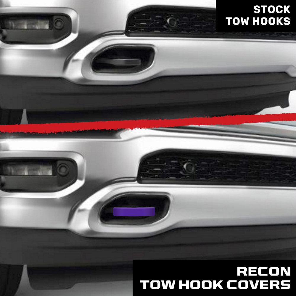 RECON Ram 21-26 RAM 1500 Tow Hook Covers 2-Piece Set of Silicone Covers Standard & LED Options - Multiple Colors