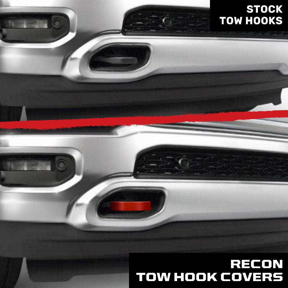 RECON Ram 21-26 RAM 1500 Tow Hook Covers 2-Piece Set of Silicone Covers Standard & LED Options - Multiple Colors