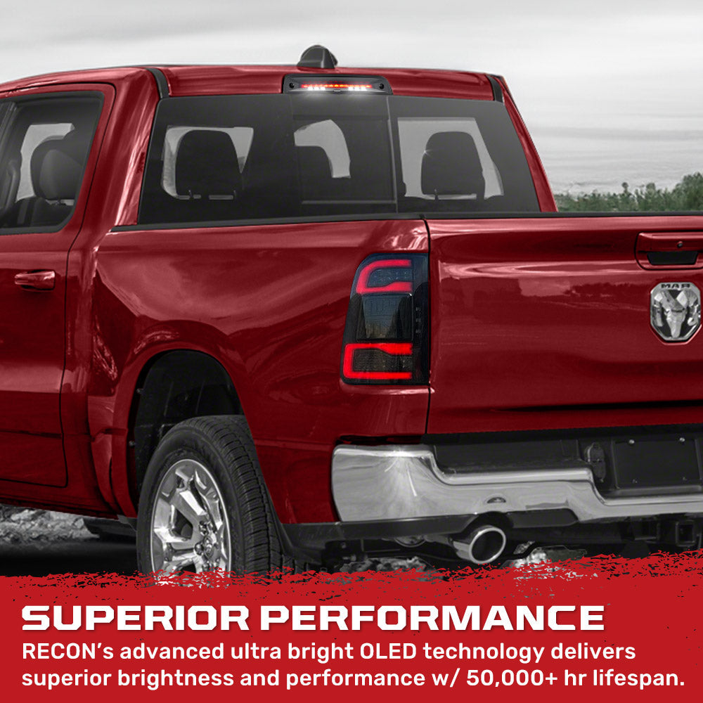 Recon Dodge 19-25 RAM 1500 Red LED 3rd Brake Light with Cargo Bed Camera and Smoked Lens