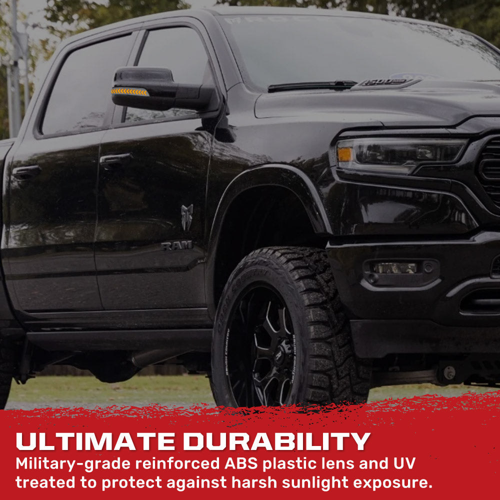 Dodge 19-24 RAM 1500 Side Mirror Lenses (2-Piece Set) Scanning LED Turn Signals - Multiple Lens & Colors