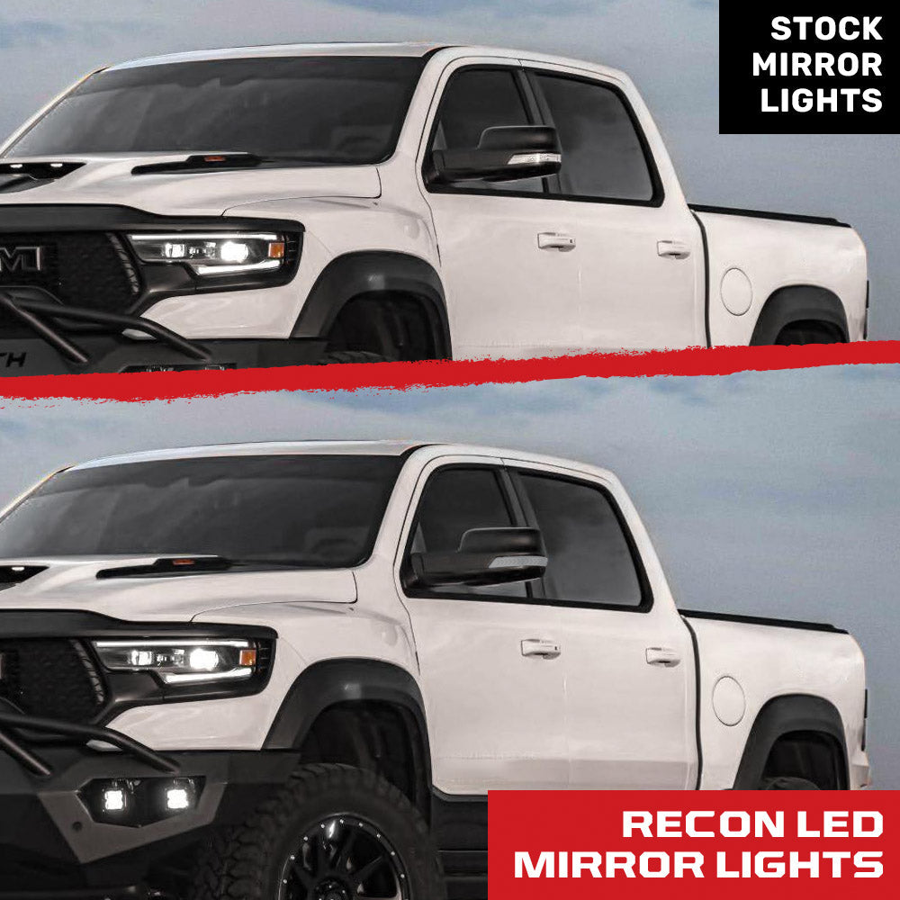 Dodge 19-24 RAM 1500 Side Mirror Lenses (2-Piece Set) Scanning LED Turn Signals - Multiple Lens & Colors