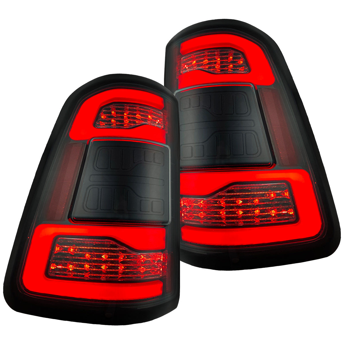 Dodge RAM 1500 19-23 Ultra Bright OLED Tail Lights w/ Scanning Red Turn Signals (Replaces OEM LED with BLIS) - Multiple Lens