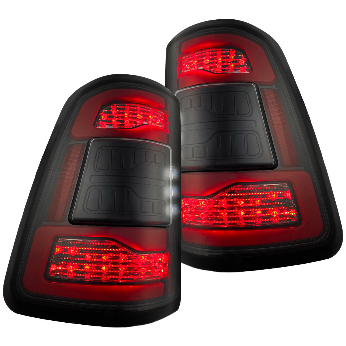 Dodge RAM 1500 19-23 Ultra Bright OLED Tail Lights w/ Scanning Red Turn Signals (Replaces OEM LED with BLIS) - Multiple Lens