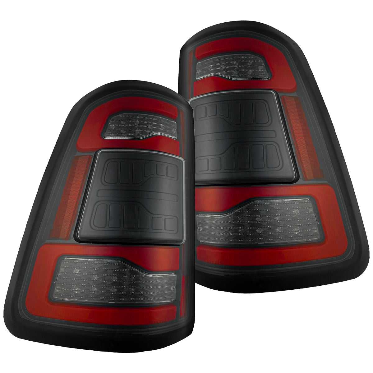 Dodge RAM 1500 19-23 Ultra Bright OLED Tail Lights w/ Scanning Red Turn Signals (Replaces OEM LED with *NO BLIS*) - Multiple Lens