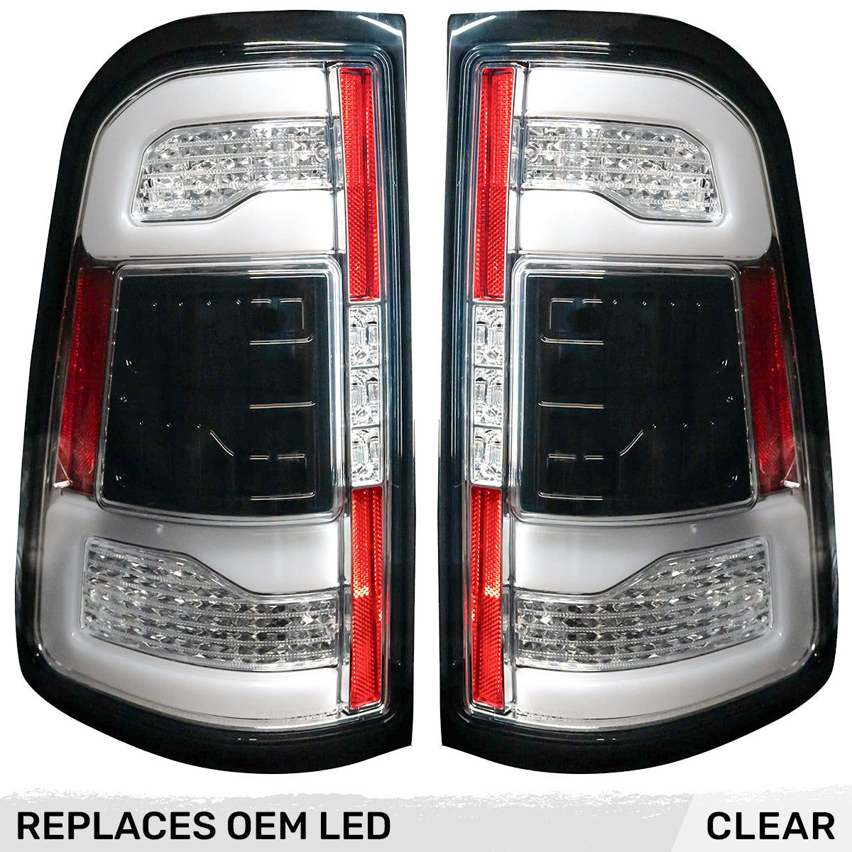 Dodge RAM 1500 19-23 Ultra Bright OLED Tail Lights w/ Scanning Red Turn Signals (Replaces OEM LED with BLIS) - Multiple Lens