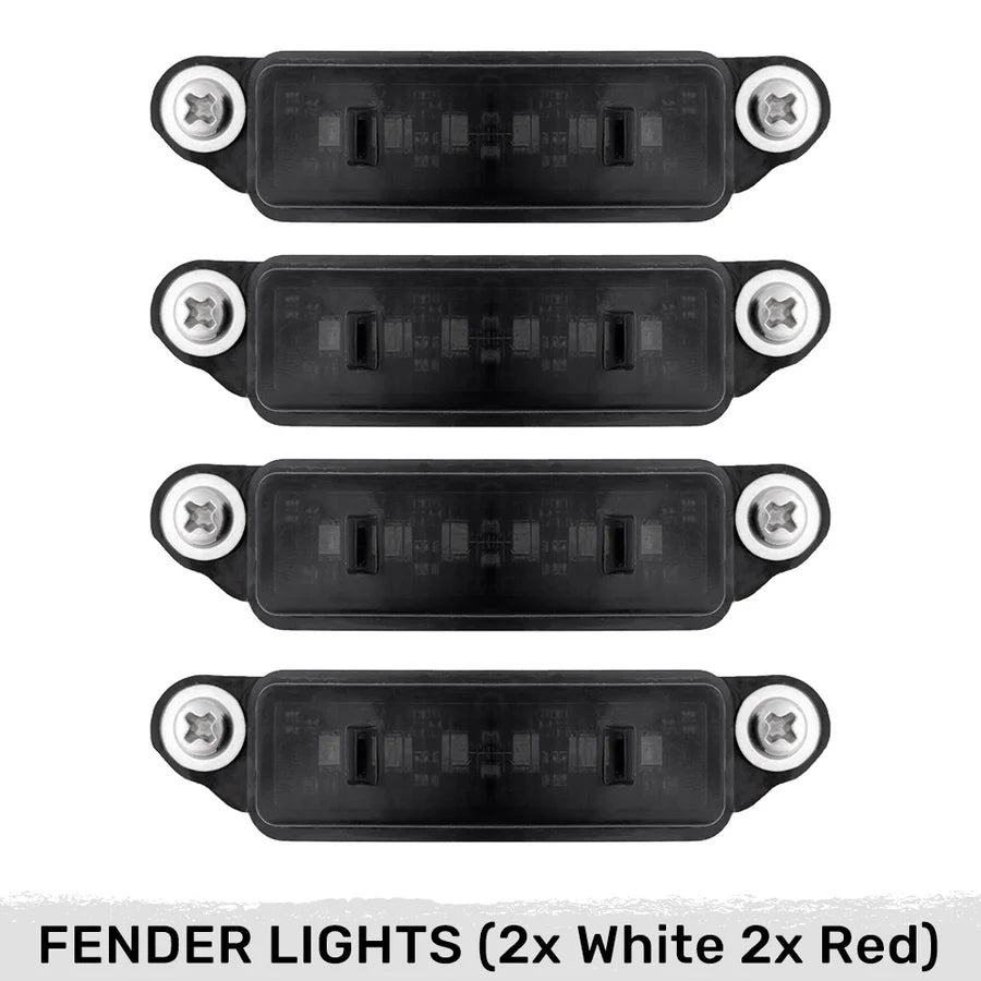 RECON Dodge 21-25 RAM 1500 TRX 7-PC Fender & Hood Light Kit Smoked Lens White or Amber LED Running Lights w/ Startup Light Sequence - Multiple Options