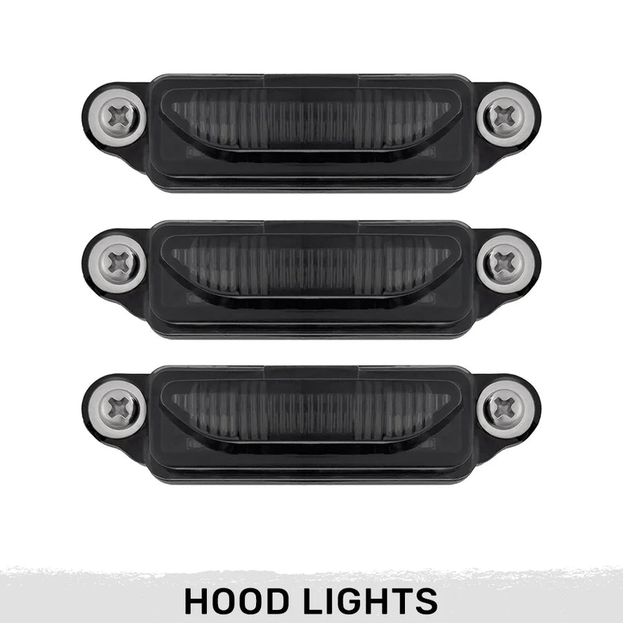 RECON Dodge 21-25 RAM 1500 TRX 7-PC Fender & Hood Light Kit Smoked Lens White or Amber LED Running Lights w/ Startup Light Sequence - Multiple Options
