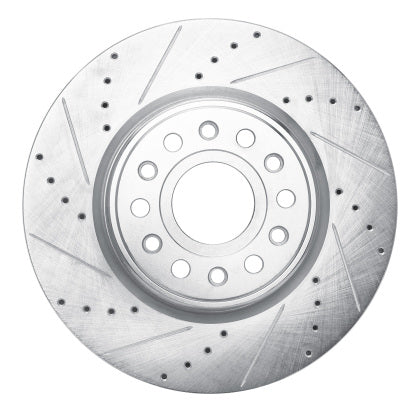 R1 Concepts 2019-2026 Ram 1500, TRX, RHO Front Left Drilled & Slotted Silver Brake Rotor