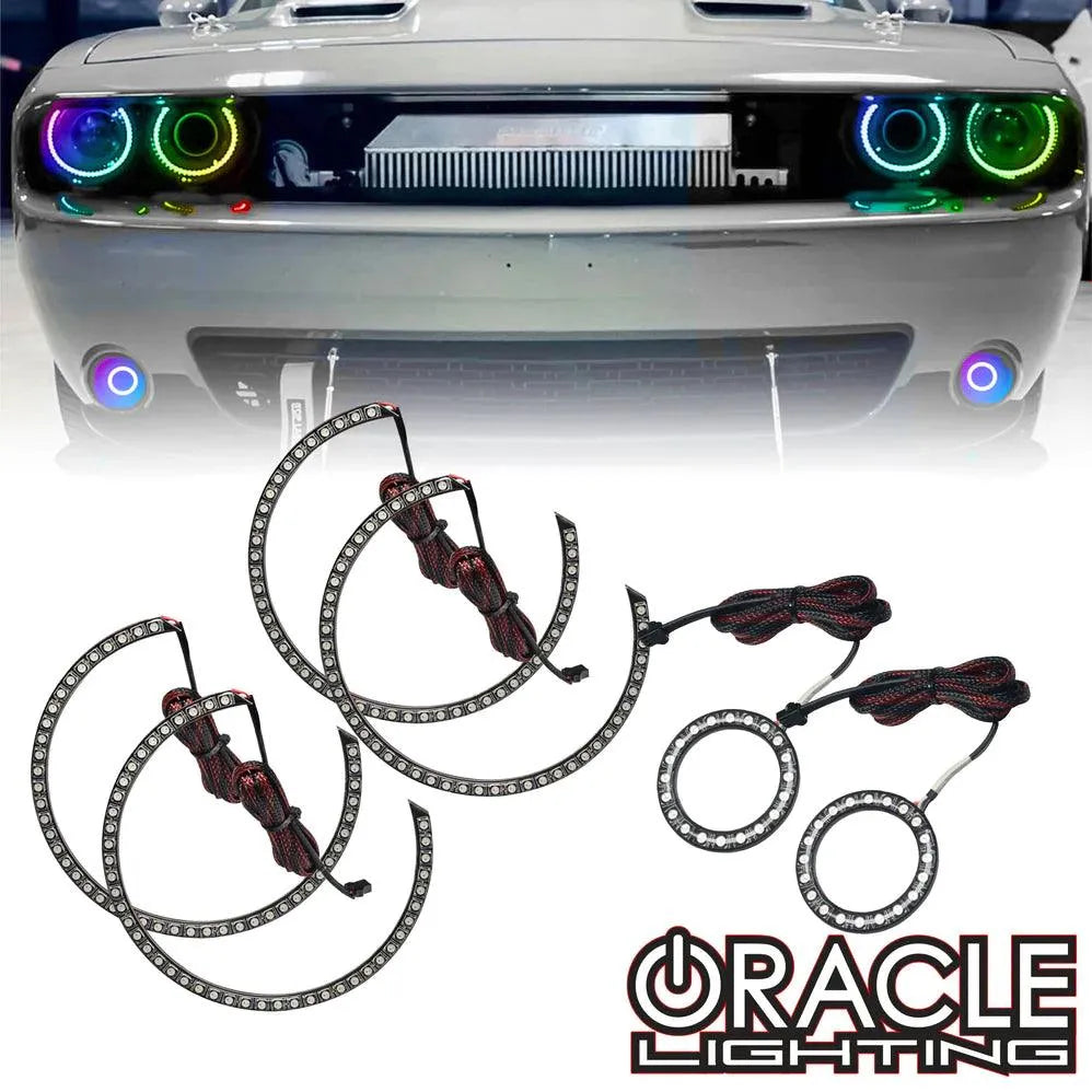 Oracle 15-23 Dodge Challenger Dynamic Surface Mount Headlight/Fog Light Halo Kit COMBO - ColorSHIFT