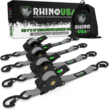 Rhino USA Retractable Ratchet Straps (4Pk 1Inx10Ft)