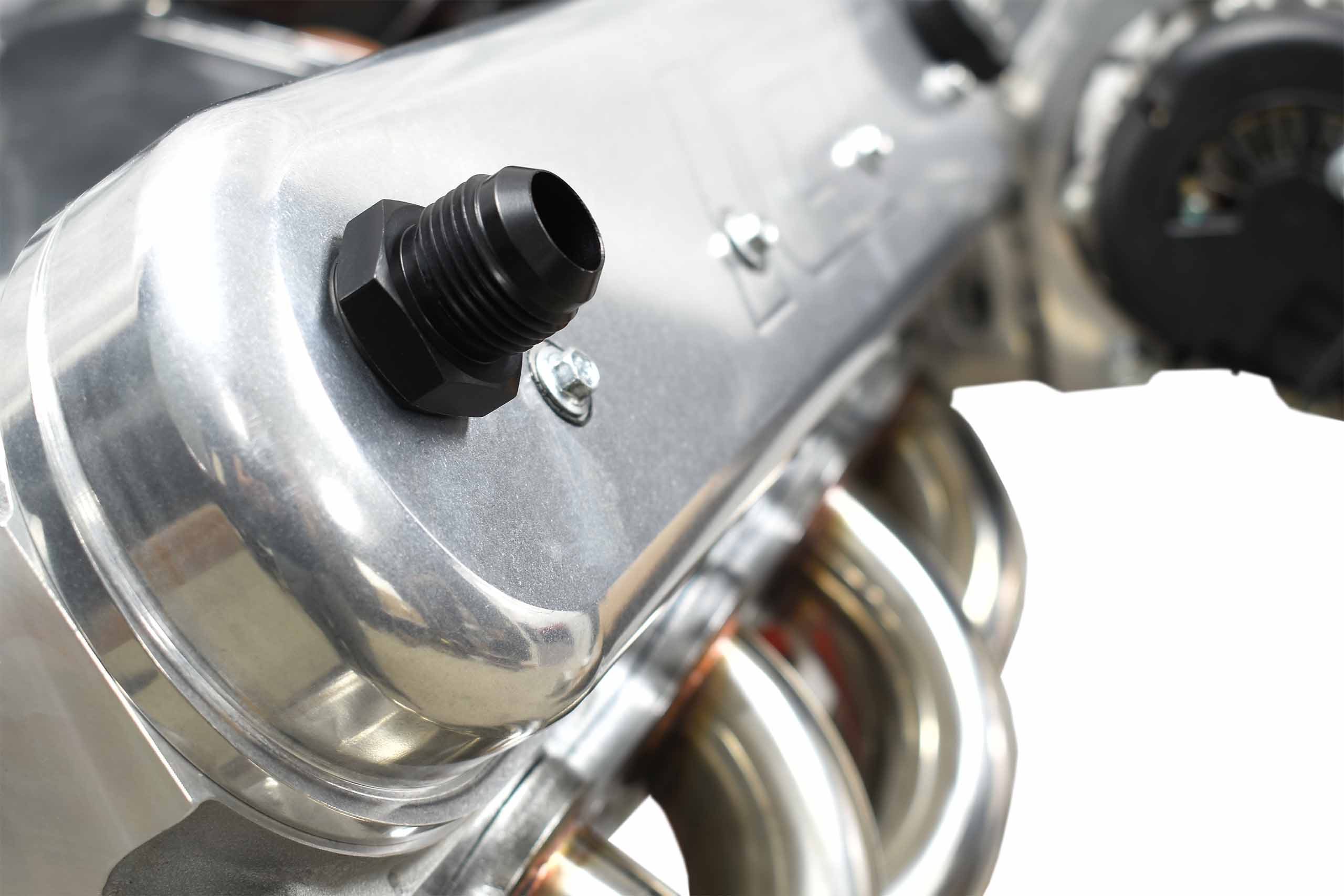 Valve Cover Baffle Fitting -12AN ORB Black Anodized