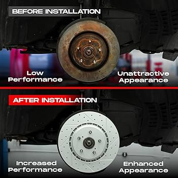 R1 Concepts 19-26 Ram 1500, RHO & TRX Front & Rear Drilled/Slotted Carbon Coated Rotor Set w/ Tow Pads