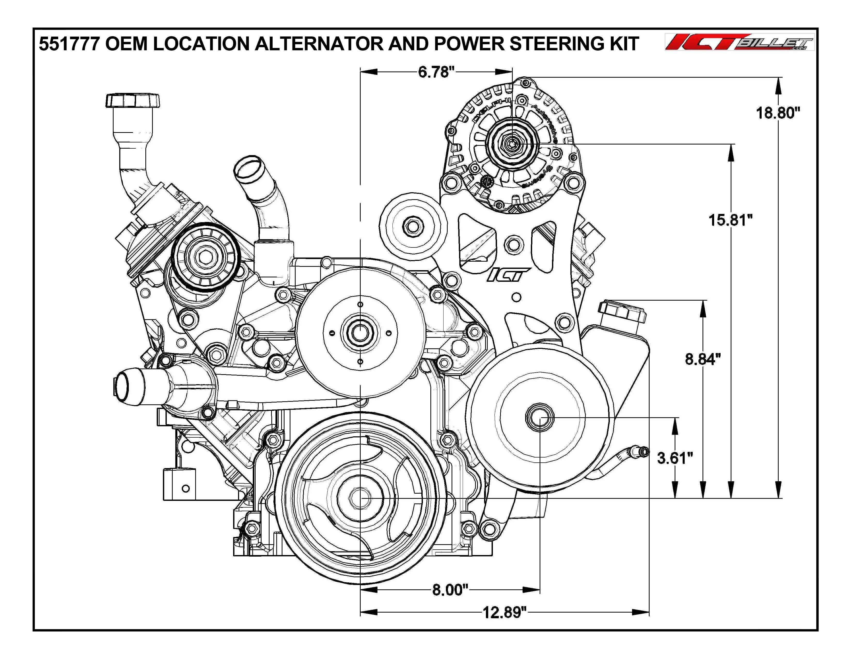 ICT Billet LS Truck OEM Location Alternator / Power Steering Bracket LQ4 LQ9 4.8L 5.3L 6.0L