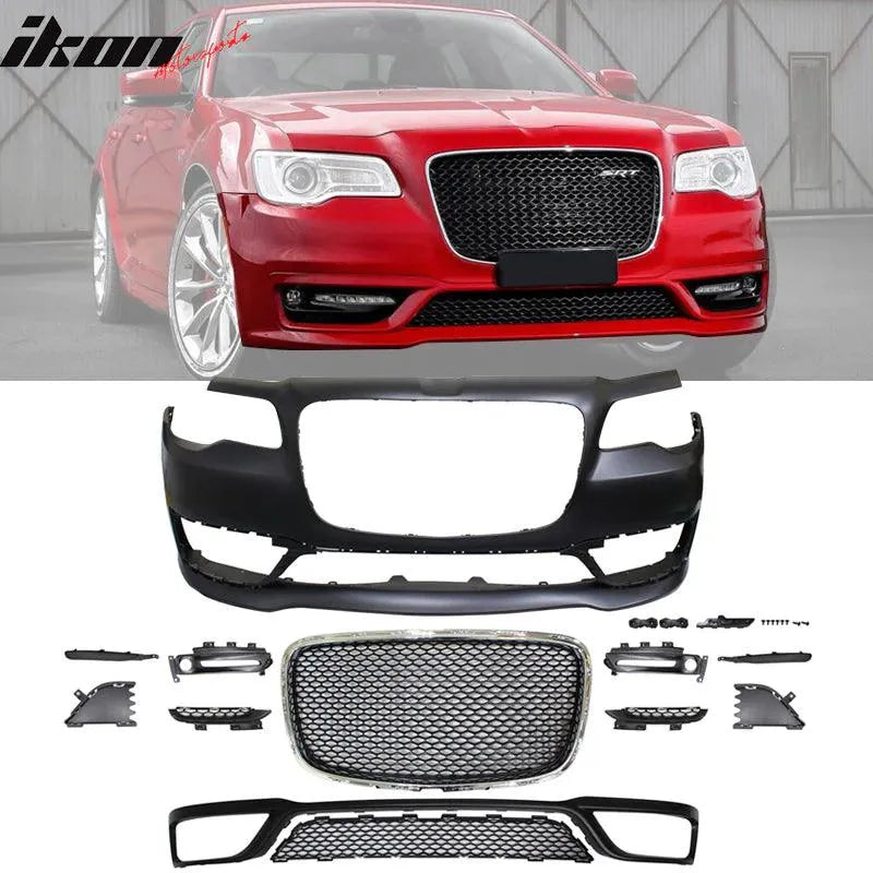 Ikon Motorsports 2015-2023 Chrysler 300 S Model Front Bumper Cover+Grill No Sensor Hole