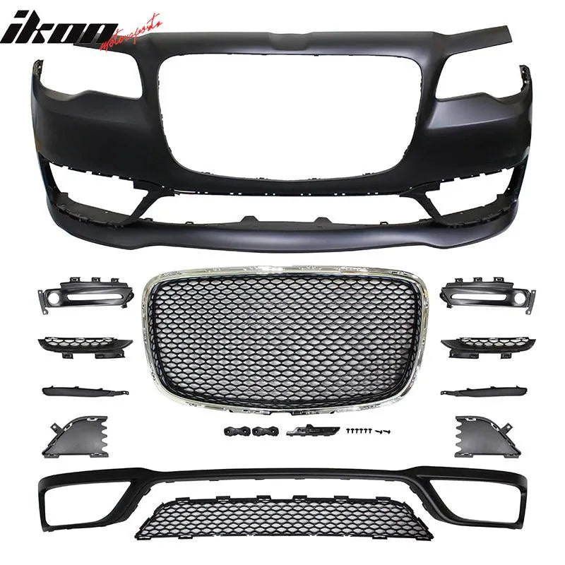 Ikon Motorsports 2015-2023 Chrysler 300 S Model Front Bumper Cover+Grill No Sensor Hole
