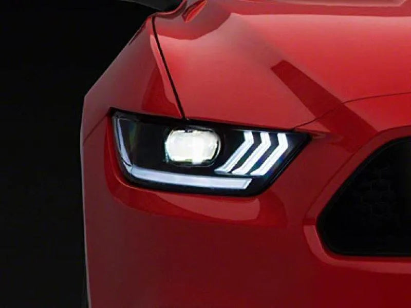 Raxiom Projector Headlights OEM HID Bulbs- Black Housing/Clear Lens (S550 Mustang)