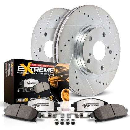 PowerStop Z36 Extreme Truck and Tow 5-Lug Brake Rotor and Pad Kit; Front