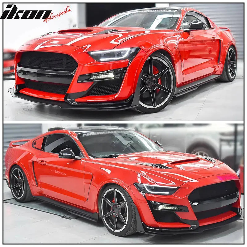 2015-2017 Ford Mustang GT500 Style Unpainted Black Front Bumper Lip PP