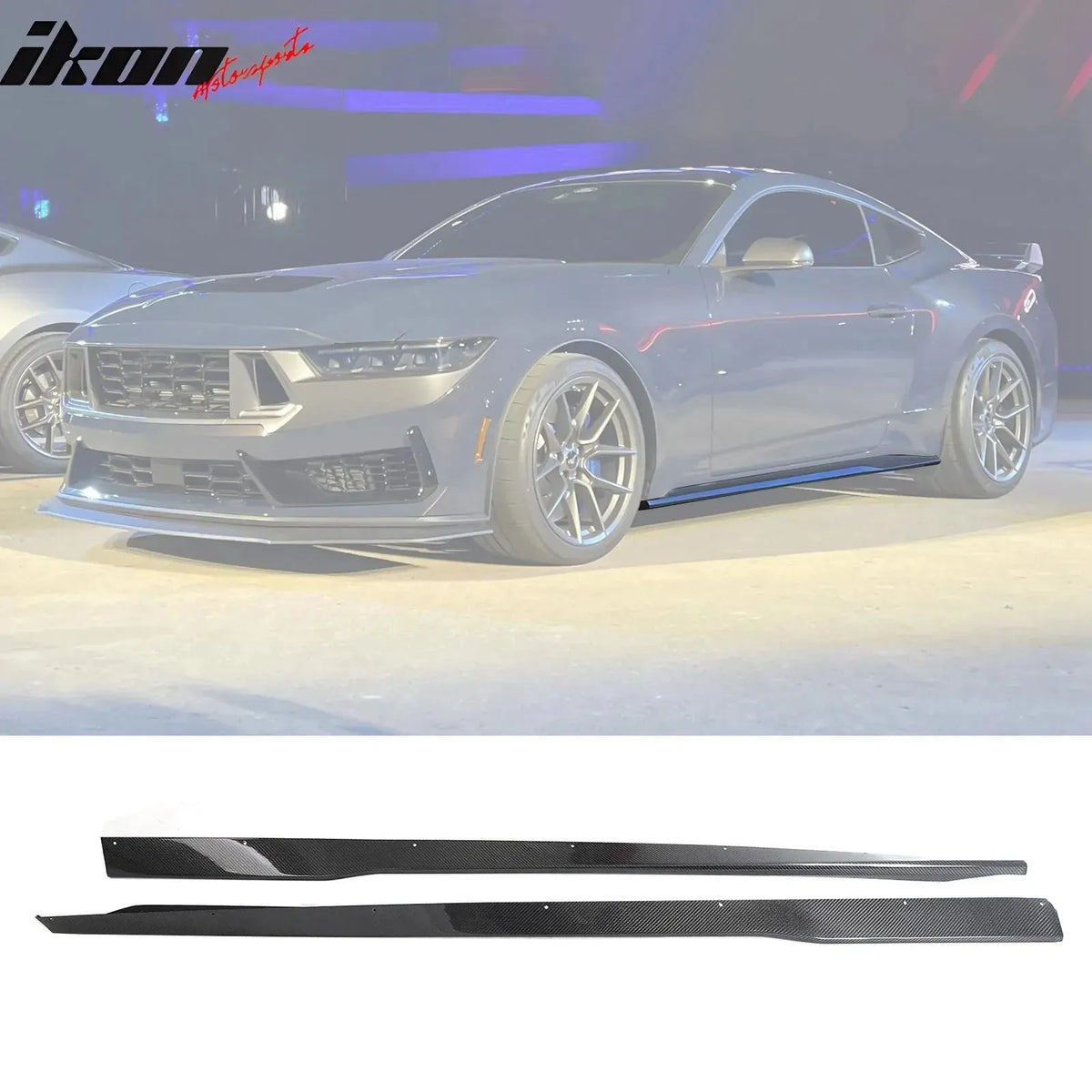 Ikon Motorsports 2024-2025 Ford Mustang OE Style 2PCS Side Skirts Panel Carbon Fiber