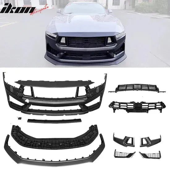 Ikon Motorsports 2024-2025 Ford Mustang Dark Horse Style Front Bumper Conversion Kit
