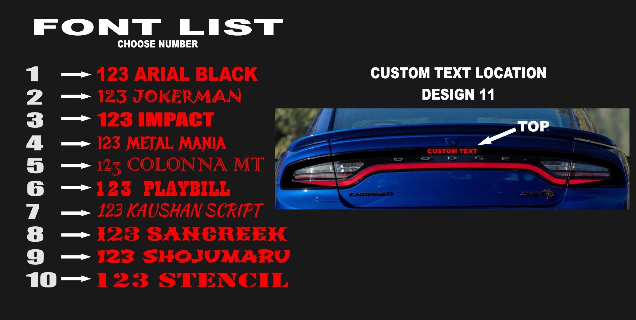 15-23 Dodge Charger Taillight Decal Design 11