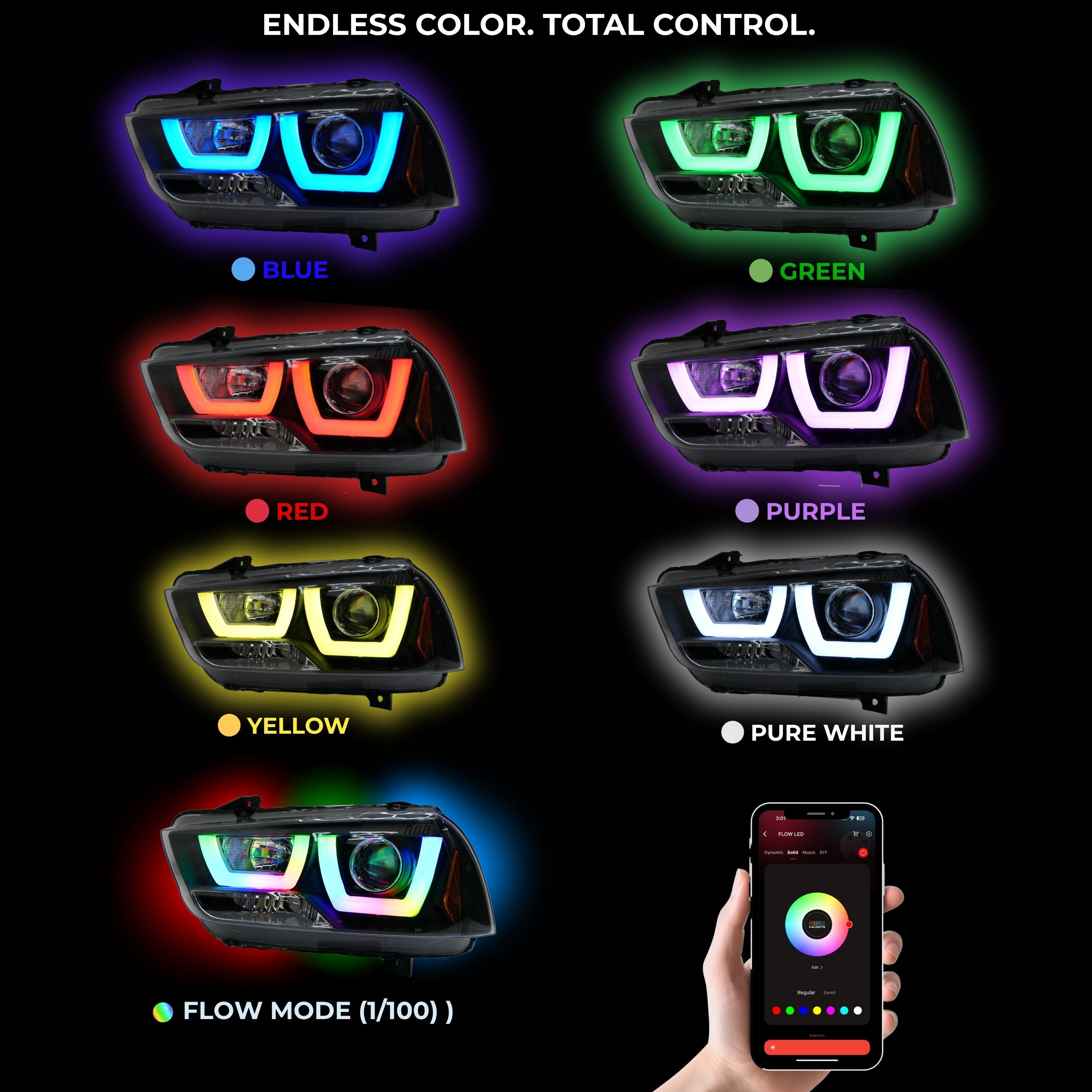 Dodge Charger Flow Series DRL Boards (for 2011-2014 Spec-D Headlights)