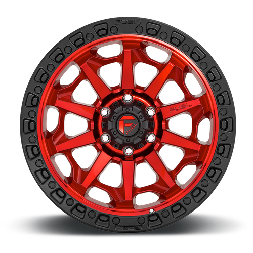 Fuel COVERT Candy Red Black Bead Ring 6x139.7 Wheels - product view 3