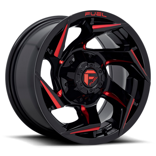 Fuel REACTION Gloss Black Milled W/ Red Tint 6x139.7 Wheels - product view 1