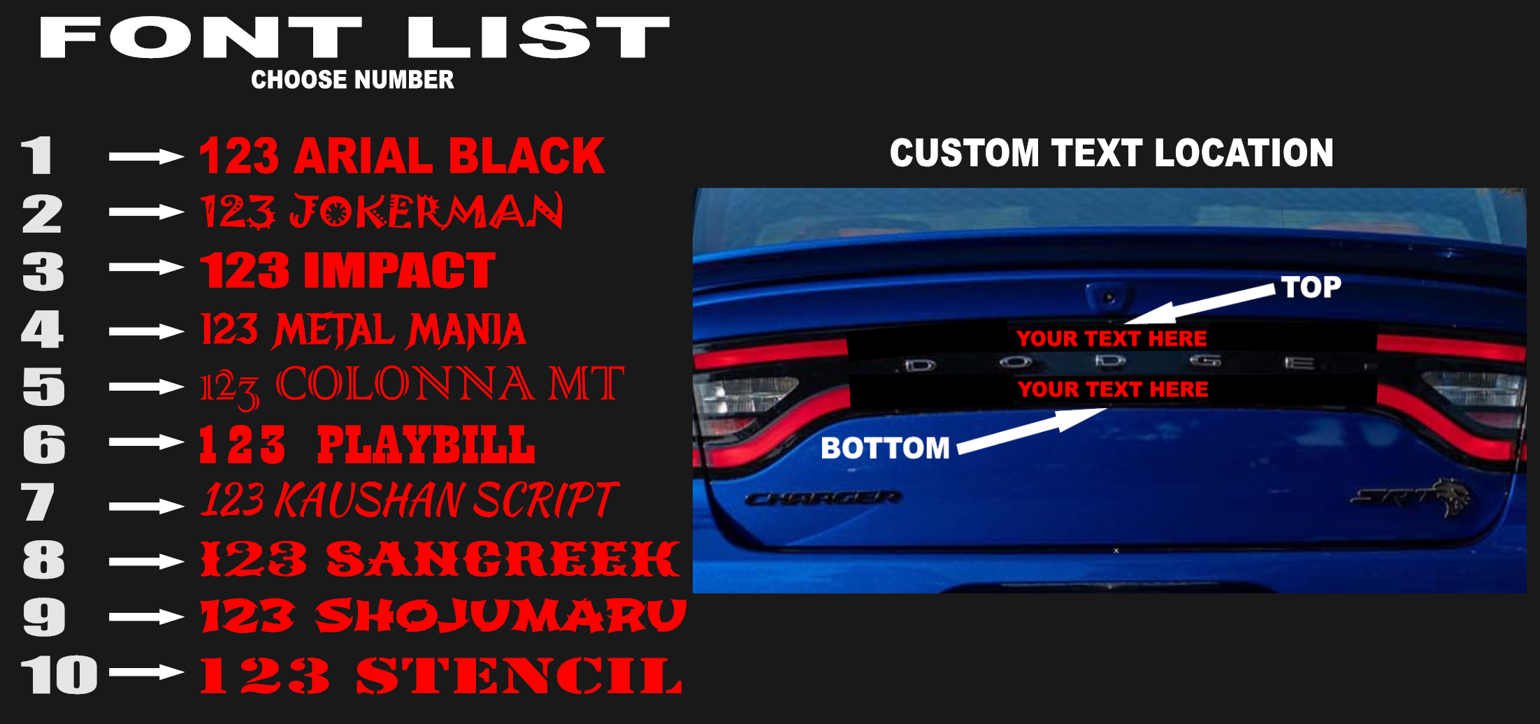 14-25 Dodge Durango Taillight Decal Design 3